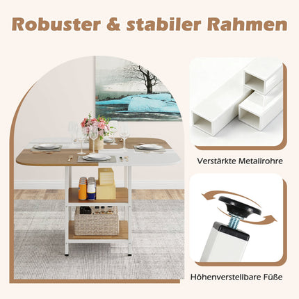 Dining Table with Shelves, 120x120 cm, Seats 4