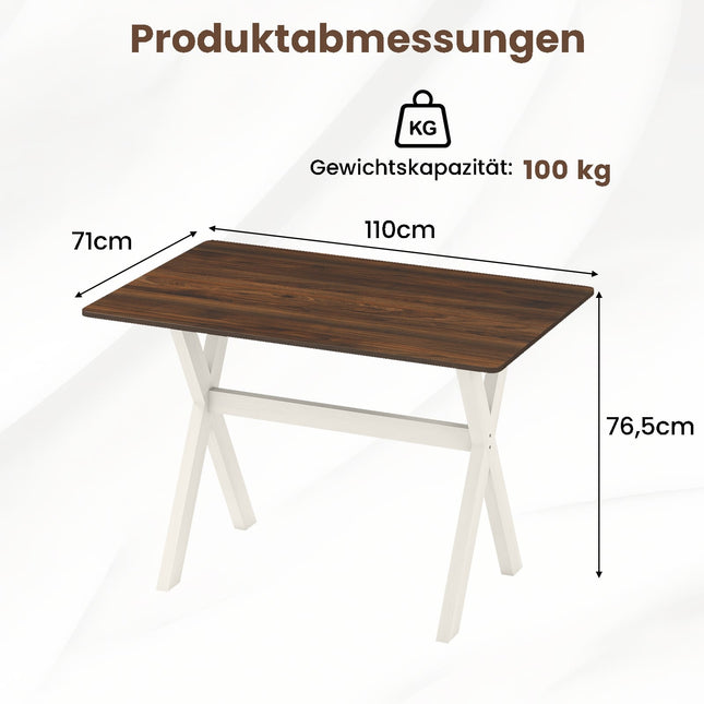 Dining Table with X-Frame, Walnut Finish, 110x71 cm