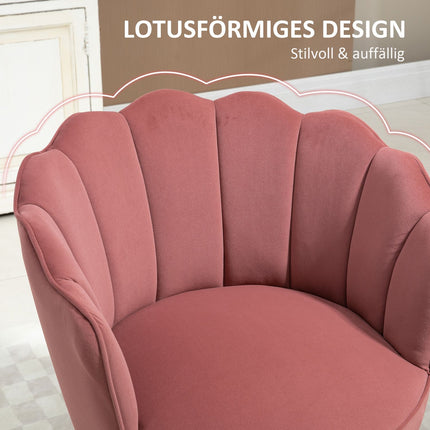 Pink armchair with backrest - polyester, rubber wood