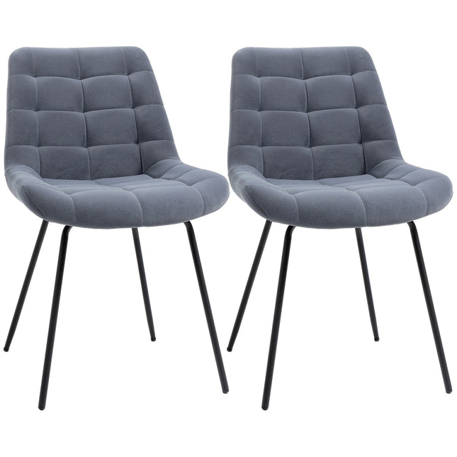 Velvet dining room chairs, set of 2, retro design, gray