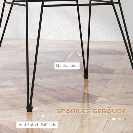Set of 2 dining chairs in light brown steel with backrest