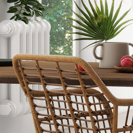 Set of 2 dining chairs in light brown steel with backrest