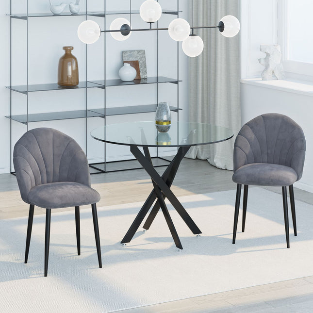 Velvet dining room chairs Set of 2, Skandi Design, Grey