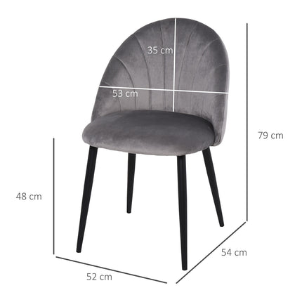 Velvet dining room chairs Set of 2, Skandi Design, Grey