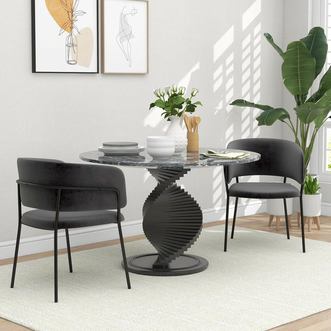 Set of dining room chairs, velvet look, grey, steel legs