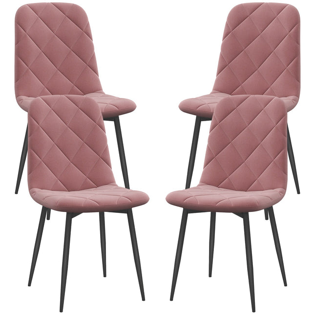 Dining room chairs set of 4 kitchen chairs with backrest, velvet look, armchair 45 x 54 x 87 cm pink