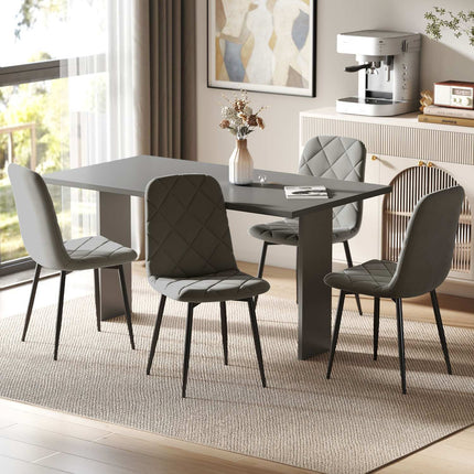 Dining room chairs, set of 4 kitchen chairs with backrest, velvet look, upholstered chairs with metal legs, for dining table, grey