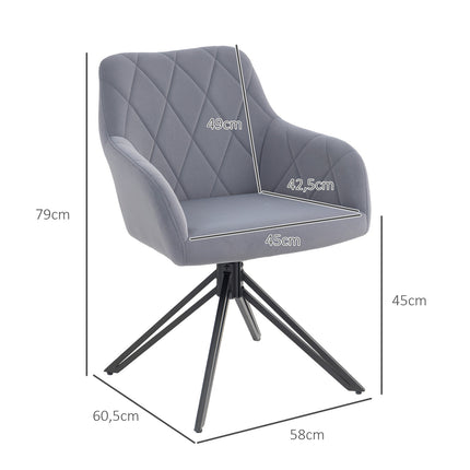 Velvet upholstered dining chair with armrests - steel grey