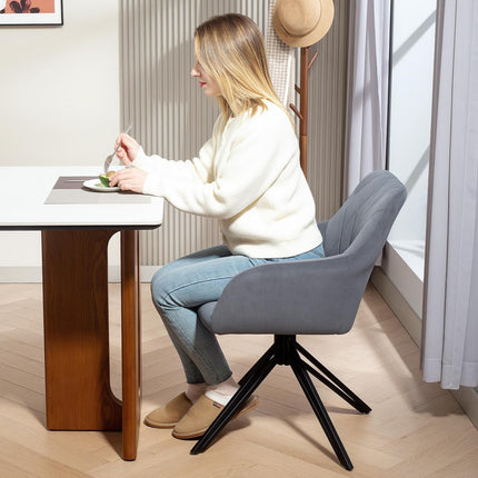 Velvet upholstered dining chair with armrests - steel grey