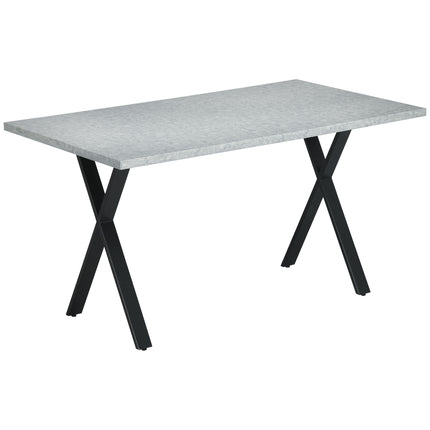 Dining table in gray stone look for 6 with steel legs