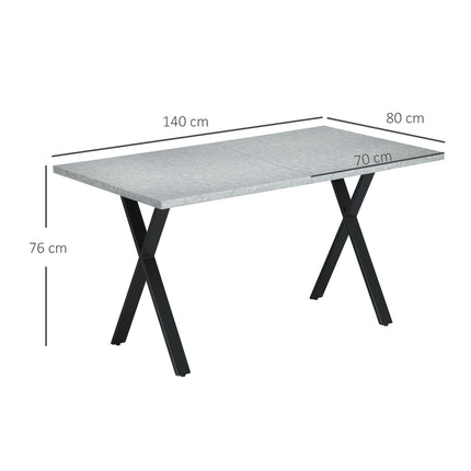 Dining table in gray stone look for 6 with steel legs
