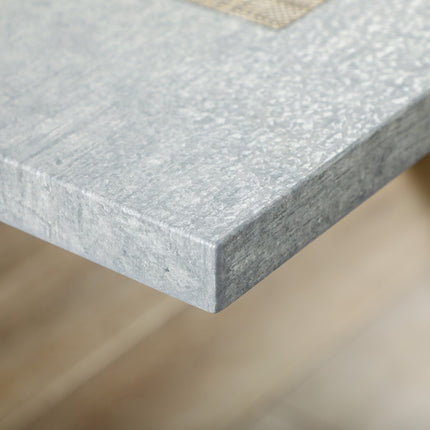 Dining table in gray stone look for 6 with steel legs