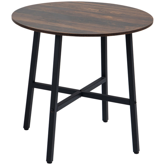Steel dining table for 4, 80x80x76 cm, brown finish