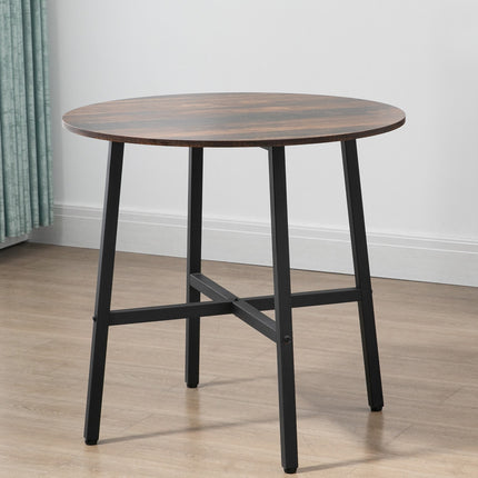 Steel dining table for 4, 80x80x76 cm, brown finish