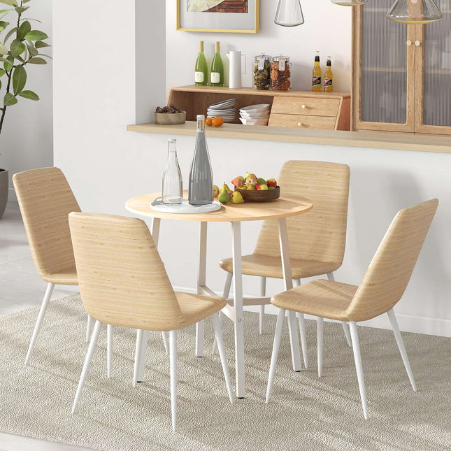 Modern dining table in steel and wood for 4, 80x80x76 cm