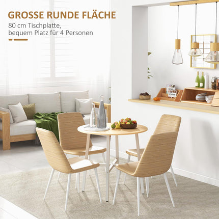 Modern dining table in steel and wood for 4, 80x80x76 cm