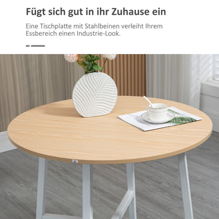 Modern dining table in steel and wood for 4, 80x80x76 cm