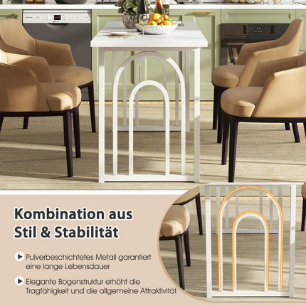 Dining room table wood 160 x 60 cm rectangular kitchen table with metal legs white