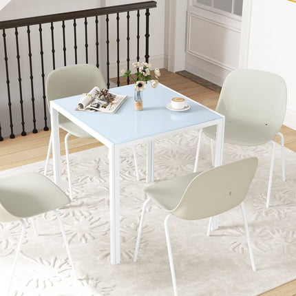 Square glass dining table for 4 - 75x75 cm, White