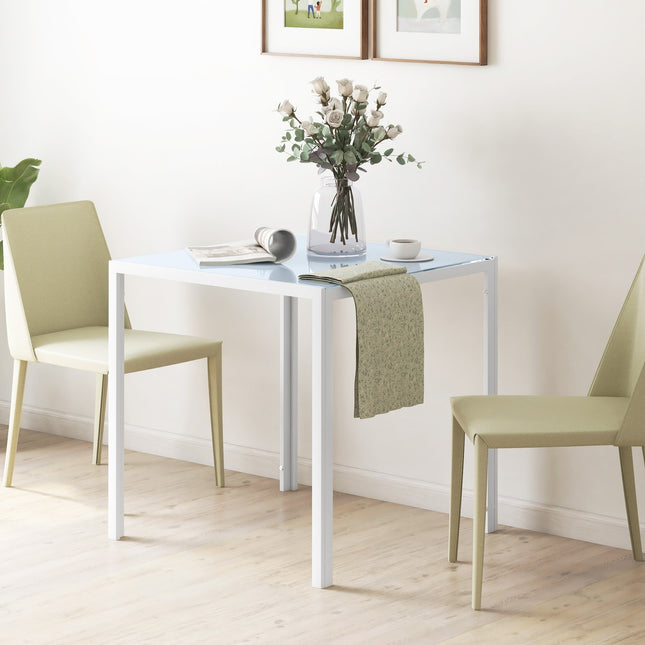 Square glass dining table for 4 - 75x75 cm, White