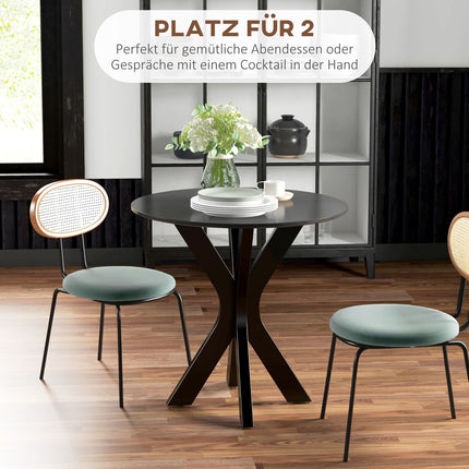 Round black dining table, modern steel frame, Ø78 x 75 cm