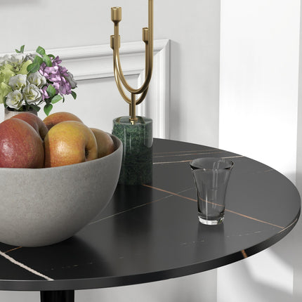 Round dining table, modern style - black, steel frame