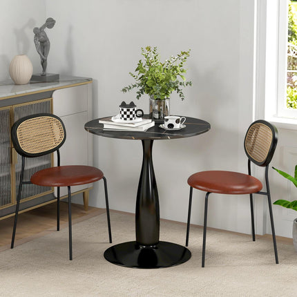 Round dining table, modern style - black, steel frame