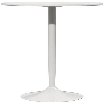 Round white dining table, modern steel leg, Ø80 x 75 cm