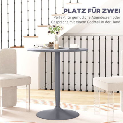 Round gray dining table for 2 - modern steel legs