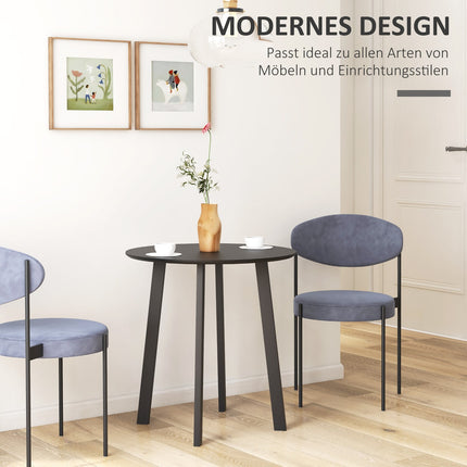 Round dining table - Modern black with slanted legs, 72cm