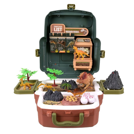 Dinosaur Figure Set in a Backpack with Volcano and Nest, 5 Figures, Age 3+