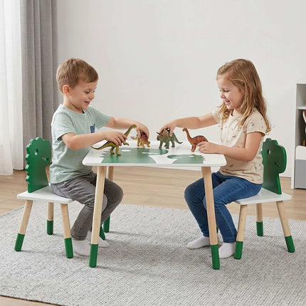 Dinosaur Kids' Table & Chairs Set, 3-Piece, MDF & Pine