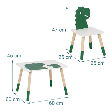 Dinosaur Kids' Table & Chairs Set, 3-Piece, MDF & Pine