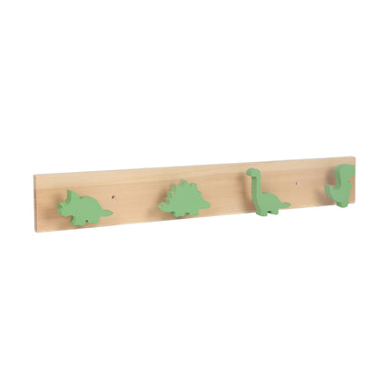 Dinosaur-Themed Kids' Coat Rack with 4 Hooks, Green