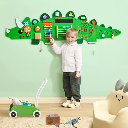 Dinosaur Wall Busy Board Panel, 11 Montessori Activities