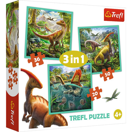 Dinosaurs 3-in-1 Puzzle Set for Kids, Educational Fun