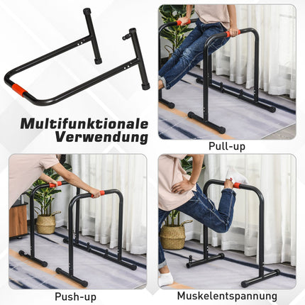 Adjustable black steel bar, push-up station 94/102x62x73 cm