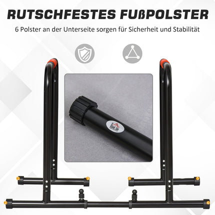 Adjustable black steel bar, push-up station 94/102x62x73 cm