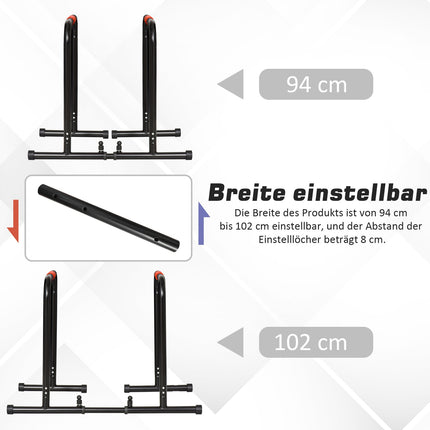 Adjustable black steel bar, push-up station 94/102x62x73 cm