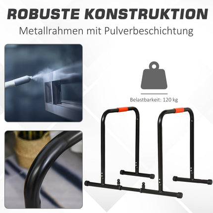 Adjustable black steel bar, push-up station 94/102x62x73 cm