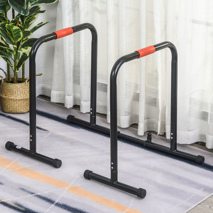Adjustable black steel bar, push-up station 94/102x62x73 cm
