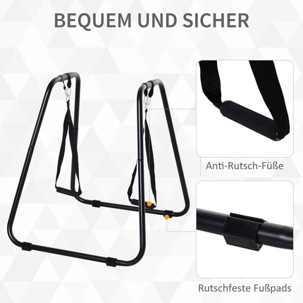 Dip stand with sling trainer, stable steel, black, 90x81x92.5 cm