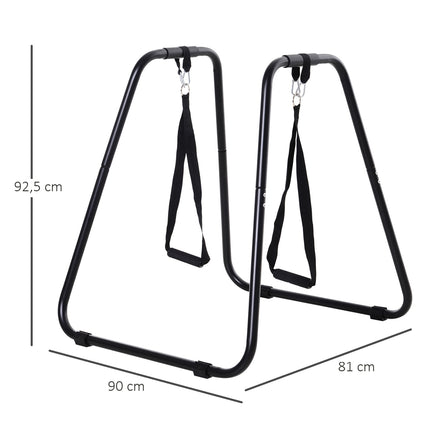 Dip stand with sling trainer, stable steel, black, 90x81x92.5 cm