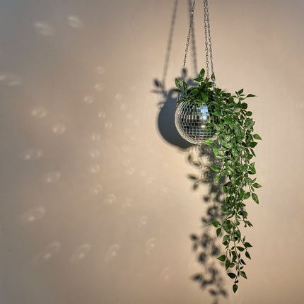 Disco Ball Hanging Plant Pot – Mirrored Light Effects