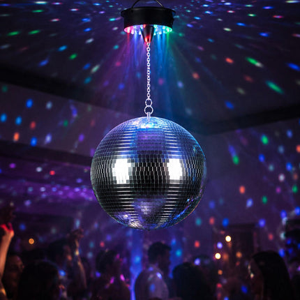 Disco Ball with Motor & Light Effects, 20 cm