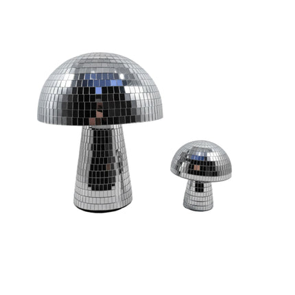 Disco Mushroom Decor, Silver Finish, 2-Pack