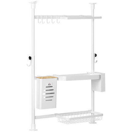 3-level adjustable dish rack with hooks and knife holder