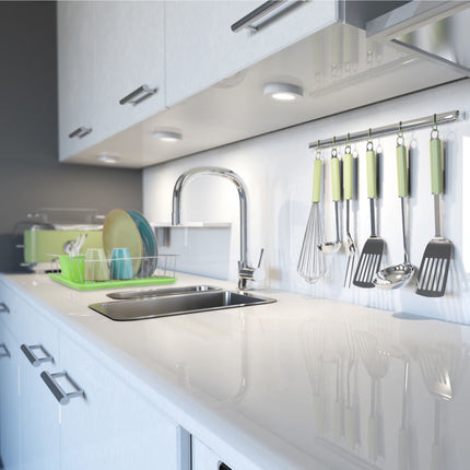 Dish rack with cutlery holder in green