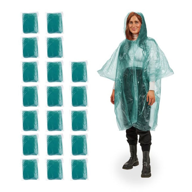 Disposable rain poncho, set of 20
