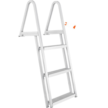 Dock Ladder, Detachable 3-Step Aluminum, 350 lb Non-Slip